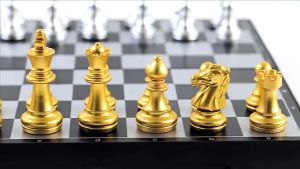 Chess Board Magnetic International Game Set Foldable Folding Portable fit for Adults kids Chess Board Tournament Size 32 Gold Silver Chess Pieces Magnetic Board Game Chess Family Game