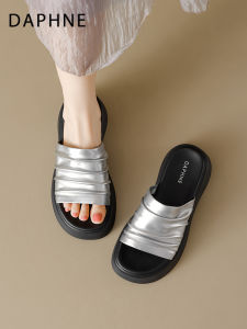 Daphne | Silver Thick Sole Soft Slippers Sandals