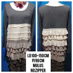 DRESS LENGAN PANJANG GREY UMPAK 281