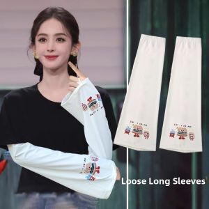BILLI ZILLY | Loose Ice Silk Sleeve Covers Womens Summer New Style Breathable Sunscreen Cartoon Letter Protection UV Resistant Sunshade