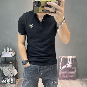 เสื้อโปโลคอปกแขนสั้นถัก เสื้อผ้าผู้ชาย ทรงสลิมฟิต แขนสั้น คอปก แขนยาวครึ่งตัว ยืดหยุ่น เสื้อผ้าผู้ชาย ฤดูใบไม้ร่วง/ฤดูหนาว
