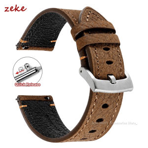 Vintage Handmade Genuine Leather Watch Band 20mm 22mm Old Brown Black Litchi Grain Cowhide Watchbands Soft Mens Stitching Strap