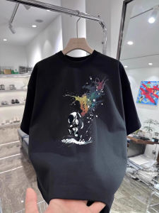 Áo Thun Cotton Tay Ngắn in Họa Tiết Vũ Trụ Rộng Rãi Cổ Tròn Thoáng Khí Mùa Hè Cho Nam Áo Thun Cotton Thoáng Khí Thường Ngày