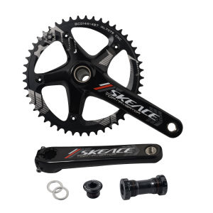 SKEACE Track Bike Crankset 165mm 48T Fixed Gear Round Fixie Crank for Bicycle Aluminium Alloy 144BCD Single Speed Chainwheel