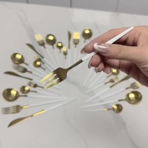 Bộ Dao Dĩa Thìa Bằng Thép Không Gỉ 16 Món Kiểu Tây Thân Thiện Với Môi Trường Dùng Cho Gia Đình Khách Sạn Nhà Hàng