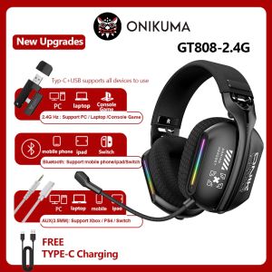 ONIKUMA | ONIKUMA GT808 Wireless Gaming Headset Tri Mode Bluetooth 5.3 2.4G Wired Low Latency RGB Stereo Surround Mic For PC PS5 Laptop