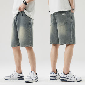 Mens Loose Denim Shorts Summer Starry Sky Pattern Breathable Fashion Casual Shorts Korean Brand Clothing Short Jeans Male