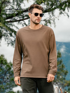 เสื้อยืดแขนยาวผ้าฝ้ายแท้ Enjeolon น้ำหนัก 270 กรัม สำหรับผู้ชาย เสื้อเชิ้ตแขนยาวฤดูใบไม้ร่วง/ฤดูหนาว สีพื้น ปกติ คอตั้ง เสื้อผ้าทำงาน ลำลอง