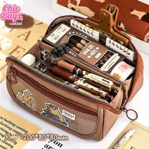 Tempat pensil aesthetic terbaru pencil case box pensil korea organizer box pensil cute terbaru Kapasitas besar