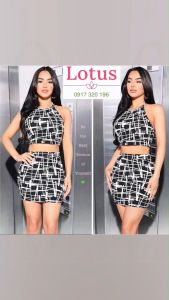 Lotus Áo Yếm Cột Dây Và Chân Váy Bút Chì Ôm Body Tôn Dáng | Đầm Cổ Yếm Hở Lưng | Áo Ống 2 Dây Croptop | Váy Đi Biển Cho Nữ