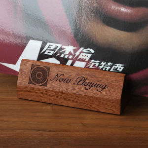 Wooden Stand for Vinyl Record Display Storage Organizer Vertical Desktop Shelf Black Glue Vinyl Records Holder