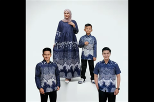 Batik Couple Pasangan Keluarga Ayah Ibu Anak Laki Suami Istri Sepasang Modern Mewah Banyu Biru