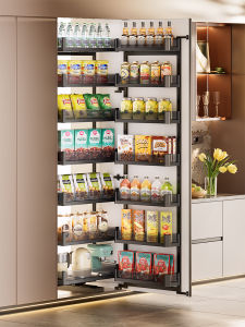 Deep Kitchen Cabinet Pull out Basket Spice Organizer Damping Linked Drawer for Kitchen Storage Demi Mo High Cabinet Basket