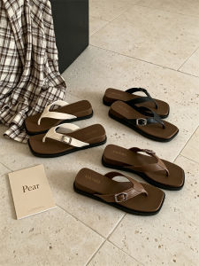 XIXITIAO | Anti-slip Square Toe Metal Buckle Flip Flops