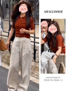 Shalldoer | Summer New Casual Womens Outfit Short Sleeve Retro T-Shirt Wide Leg Pants