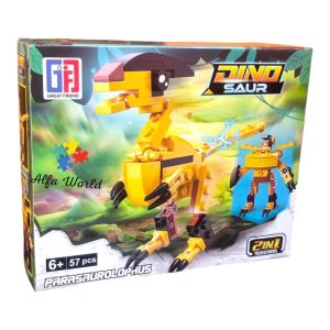 Mainan Anak Dinosaurs 2 in 1 Transform Block Brick DIY Bongkar Pasang Toys Dinosaurus