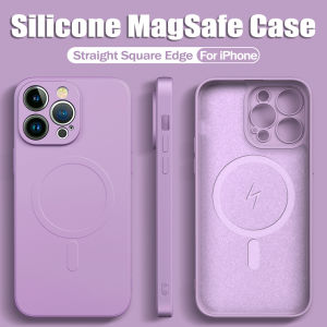 CrashStar MagSafe เคสโทรศัพท์ซิลิโคนนิ่มขอบสี่เหลี่ยมตรงกันกระแทกสำหรับ iPhone 15 14 13 12 11 Pro Max Mini XS XR X 8 7 Plus + SE 2020