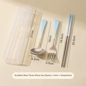 Portable Stainless Steel Chopsticks Spoon Set High Aesthetic Value Single Person Package Special Box Storage Dining Utensils Three Piece Set