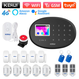 Kerui | KERUI Alarm Security System W204 4G + WiFi Home Burglar Alarm Tuya Smart APP Wireless Zones Defense PIR Motion Sensor Detector