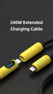 HAGIBIS SX03SY 240W PD3.1 Type-C Silicone Cable: Intelligent LED Display Ultra-Fast Charging 480Mbps Data Transfer and Tangle-Free Design