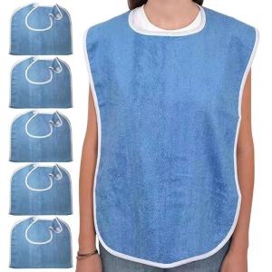 Adult Bibs Waterproof Terry Bib Cloth Protector Absorbent Washable Reusable Bibs for Elderly Seniors Disabled Men Women