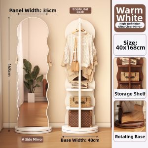 Moveable Full-Length Mirror with Bookshelf Storage