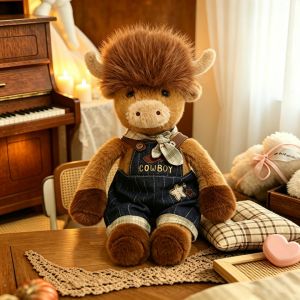 Adorable Dressed Forest Animal Plush Toy Soft Stuffed Animal Lion Fox Dubin Dog in Clothes Plushie for Kids Birthday Xmas Gift