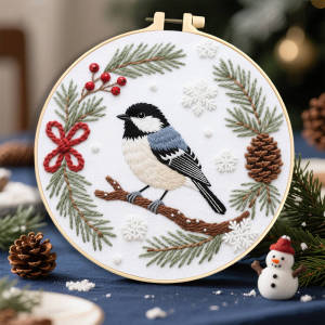 1Pc Embroidery Kit Bird Hummingbird Animal Cross Stitch Set Winter Tree DIY Artwork Sewing Supplies Christmas Decorations Gift