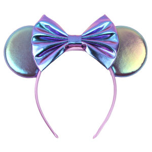 Disney | Cute Disney PU Mickey Mouse Ears Headband Sequins 5 Bow Hairband For Girl Festival Party DIY Hair Accessories Cosplay Gifts