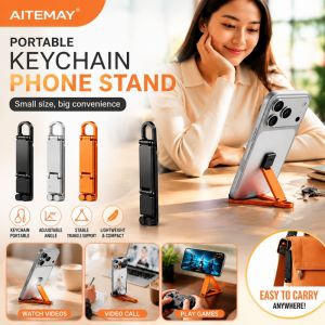 Aitemay Giá đỡ điện thoại móc khóa mini có thể gập lại Giá đỡ điện thoại di động rảnh tay di động có thể điều chỉnh nhiều góc để bàn dùng cho du lịch