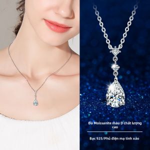 S925 Sterling Silver Heart of the Ocean Moissanite Necklace