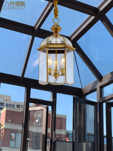 European-Style Balcony Chandelier Copper Birdcage Sunshine Room House Door Door Lamp Courtyard Outdoor Pavilion Waterproof Chandelier