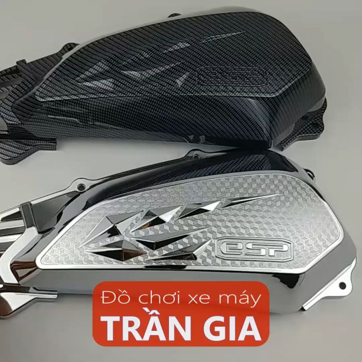 Ốp pô e xe Sh Mode 2020-2021-2022-2023-2024 xi inox cacbon chụp lọc gió bầu gió xe Sh Mo nữ- phụ kiện trang trí đồ kiểng