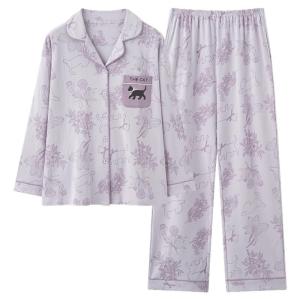 Bộ đồ ngủ nữ MiiOW Catman làm bằng vải cotton dài tay có đệm ngực