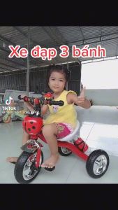 Xe đạp trẻ em Xe ba bánh cho bé khung thép có bình nước con bọ dành bé từ 2 3 4 5 tuổi BH 6 tháng