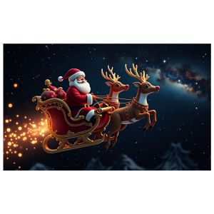 Christmas BackdropSanta Claus Holiday Banner Decorative Red Reindeer Sleigh for Christmas Party Winter Decoration Family Celebra