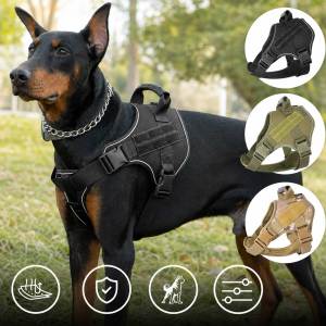 Teekland Dog Tactical Vest Tactical Dog Harness Chest Vest Nylon Breathable Adjustable Size Military Dog Vest