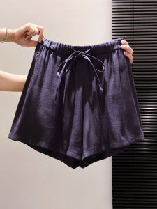 Thin High Waist Elastic Tie Casual Shorts