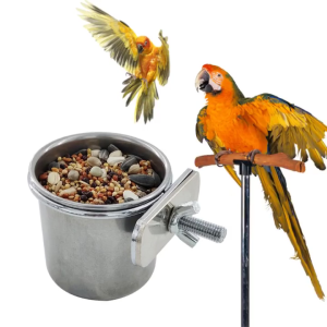 Stainless Steel Pet Bowls Anti-Spill Hanging Pet Cage Bowls Parrot For Bird Small Animals