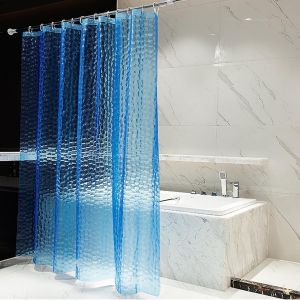 1pc 3D Shower Curtain Liner with Plastic Hooks 71*71inch / 180*180cm Waterproof Plastic Bath Curtain Luxury Bathroom Curtain