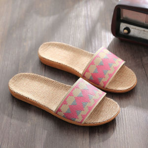 Buy One Get One Free Linen Slippers Woven Home Anti-Slip Silent Absorbent Wooden Floor Slippers Mens Slippers Four Seasons