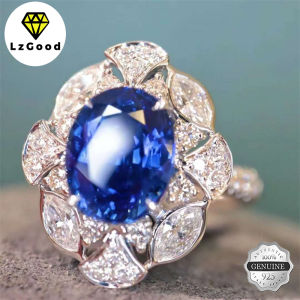 LzGood Trang Sức Nữ Cao Cấp Kim Cương Toàn Bộ Đá Saphia Xanh Dương Hoàng Gia Nhẫn Hở Quà Tặng Ngày Lễ Tình Nhân