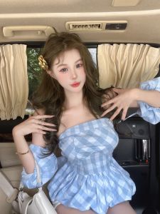 GUZILIAN | Áo ba lỗ vai Pure Desire Hot Girl mùa hè mới phong cách du lịch tay bồng eo nhỏ ngọt ngào Áo sơ mi nữ polyester thường ngày