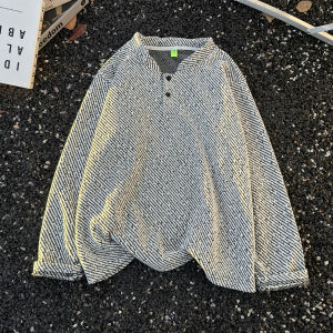 เสื้อยืดคอกลมแขนยาวทรงหลวมสำหรับผู้ชาย ฤดูใบไม้ร่วง 2025 แบรนด์อเมริกัน เสื้อเชิ้ตสไตล์อเมริกันสตรีท สวมใส่สบาย