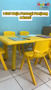 Meja Belajar Plastik Anak Bentuk Bulan Oval Murah Kokoh Multifungsi Portable Table Kursi Set Persegi