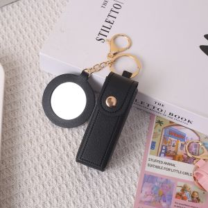 other | Mini Portable Storage Bag for Storing Household and Travel Items Leather Pendant for Portable Lip Balm Case Cute Mini Mirror