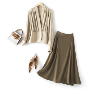XMO | Slim OL Commuter Shirt A-line Skirt Suit