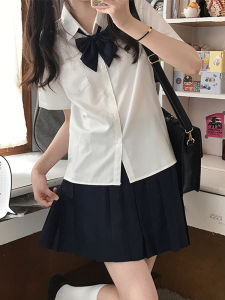 Summer New Arrival Japanese College Style JK Uniform Shirt Womens Basic Style White Short Sleeve Shirt All-Matching Loose Casual