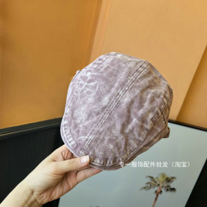 Washed Denim Beret Hat Versatile Fashionable All-Season Casual Painter Cap Adjustable Cotton Warm Hat for Youth Men Women