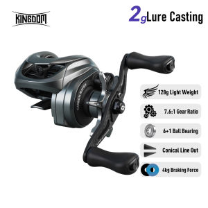 KINGDOM | Kingdom BFS Baitcasting Reel 128g Ultralight 7.6:1 8.6:1 Gear Ratio 6+1BB Magnetic Brake Max Drag 4kg Freshwater Fishing Reel